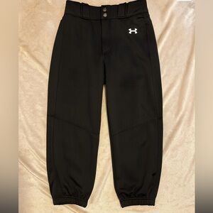 Under Armour Black baseball pants cropped style with Elastic Cuffs